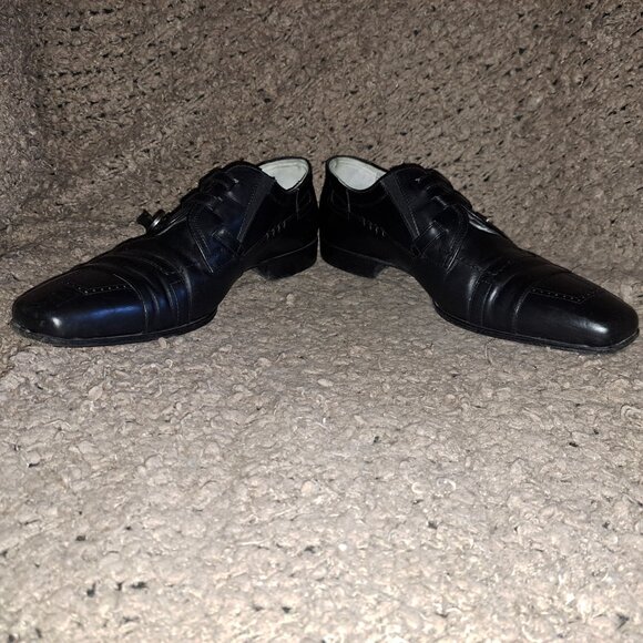 CESARE PACIOTTI-Black Leather-Buckle/Lace Concept-Sz 7.5-Excellent - Picture 4 of 8